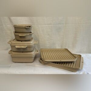 Vintage LittonWare Beige Melamine Microwave Bakeware Set - Home Kitchen
